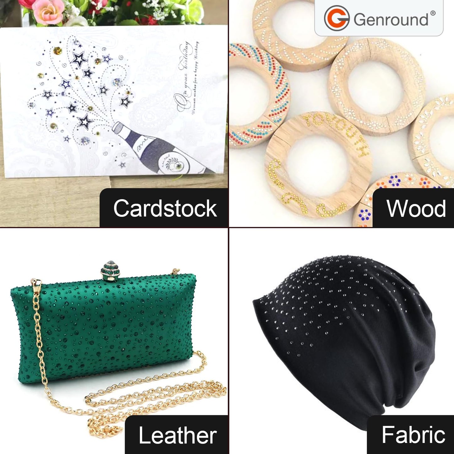 Genround Hotfix Rhinestone Setter, LCD Display Hotfix Applicator Tool Bedazzler Kit with Rhinestones Hot Fixed Wand for Clothes Clothing Fabric Crafts 6000pcs AB Crystal Clear 3 Gems Sizes Tips