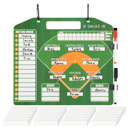HIGHRAZON Magnetic Baseball Coach Clipboard, Dry Erase Coach Lineup Board, Premium Tactical Baseball Coaching Board with 40 Lineup Cards and Marker, Dugout Display Softball Coaching Accessories