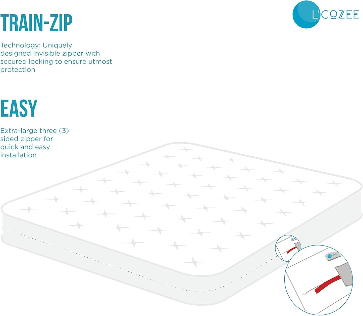 L'COZEE Waterproof Zippered Mattress Encasement Cover - Protector, Breathable, Full Size, Assure Sleep by