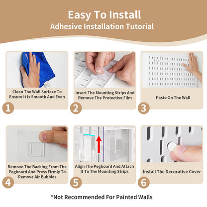 LBW Pegboard Wall Organizer, 6-Pack 11.8" × 11.8" White ABS Peg Board Panels with 27 Accessories, Modular Plastic Pegboard Combination Kit for Home, Office, Garage, Tool Storage & Craft Room