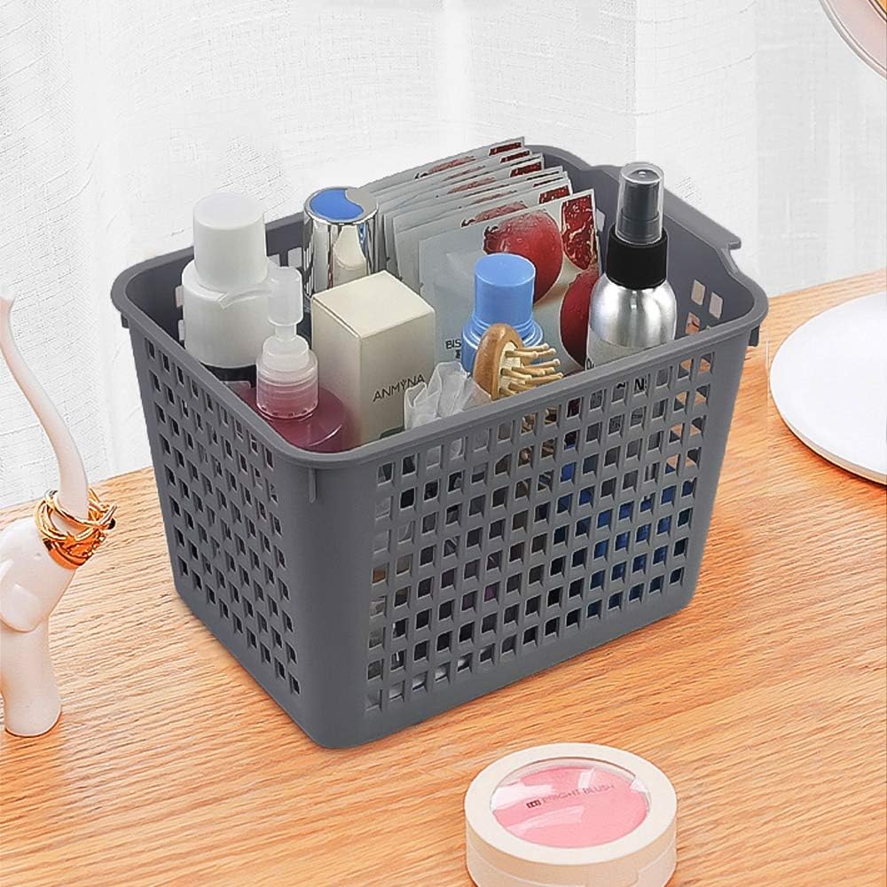Sandmovie Gray Plastic Storage Baskets, Set of 6 Packs