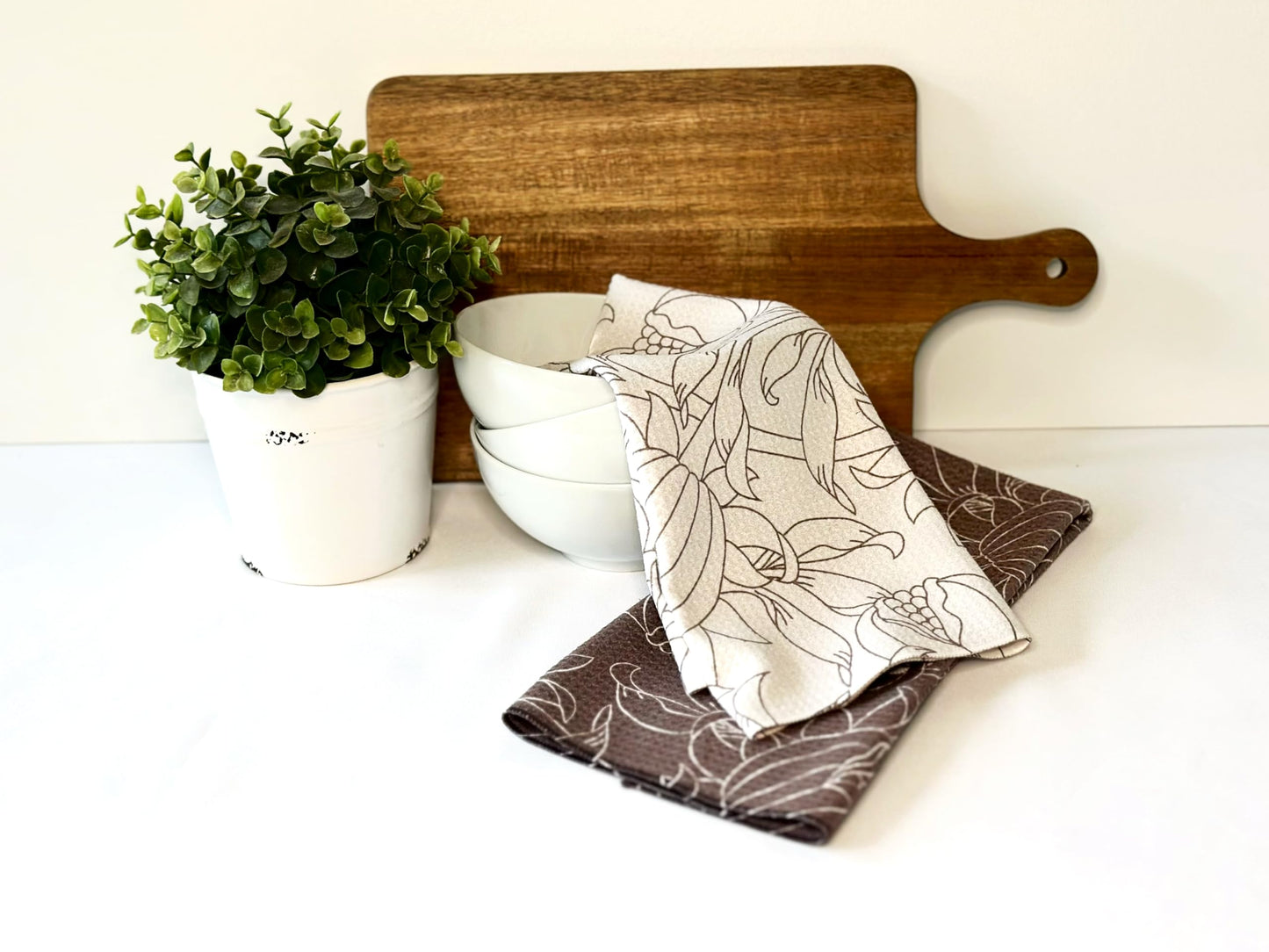 Trig Kitchen Towel. Tea Towel. Dish Cloth. Double Sided Design. Quick Dry Waffle Weave Microfiber. Highly Absorbent. Designer Prints. Modern. 2 Pack. Nora.