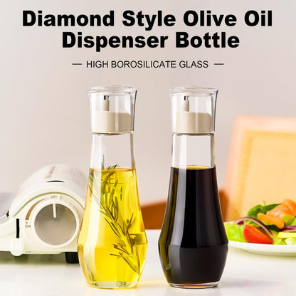 Summark Diamond Oil and Vinegar Dispenser for kitchen,Olive Oil Dispenser Bottle,Elegant Glass Cooking Oil Dispenser,Dispenser Bottle of 10 OZ