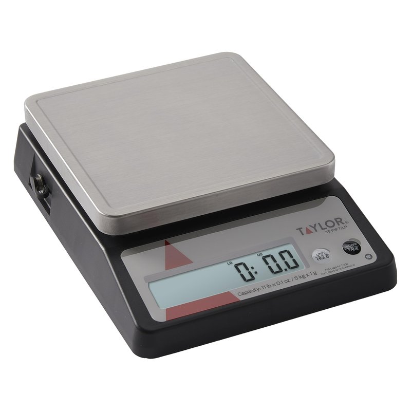Taylor TE10FT 11-Pound Commercial Digital Portion Control Scale, 11 lb (5 kg) in 0.1 oz (1 g) Food and Cooking Scale, Tare and Hold Function, NSF, Stainless Steel Platform