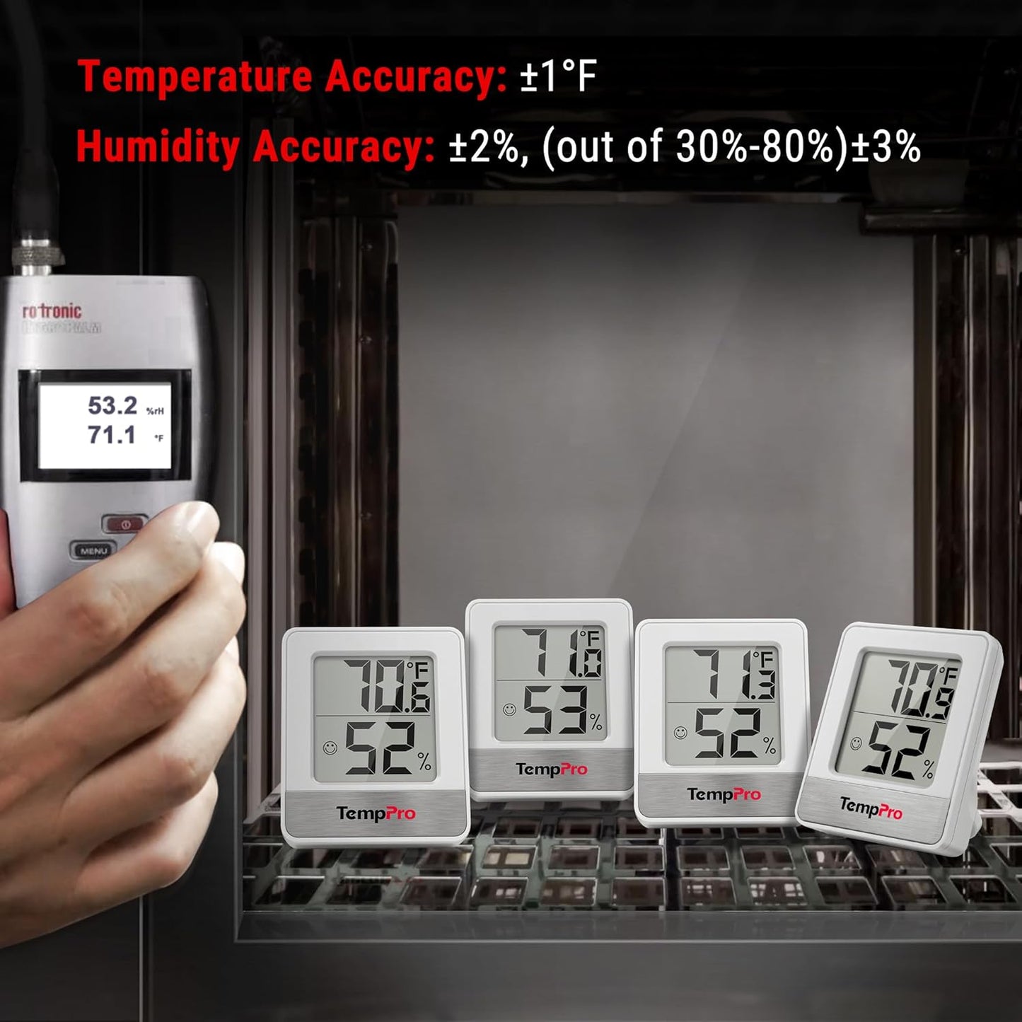 TempPro TP49 Digital Hygrometer - 3-Piece Indoor Thermometer & Humidity Meter | Accurate Weather Monitoring