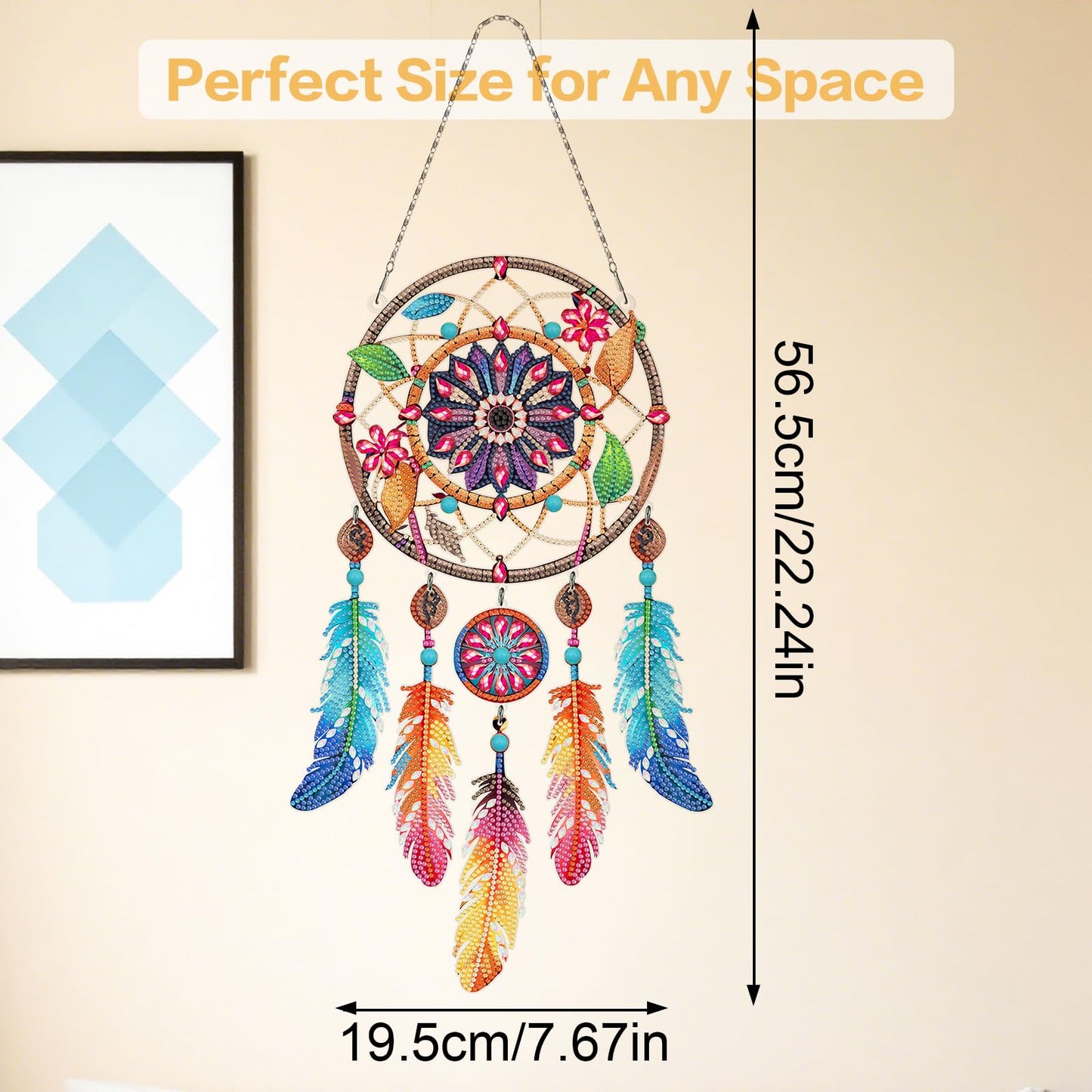 Sunovate DIY Dream Catchers Diamond Painting Kit - Handmade Craft for Boho Decor, Symbol of Good Dreams & Positive Energy, All-Inclusive Crafts for Adults (Vibrant)