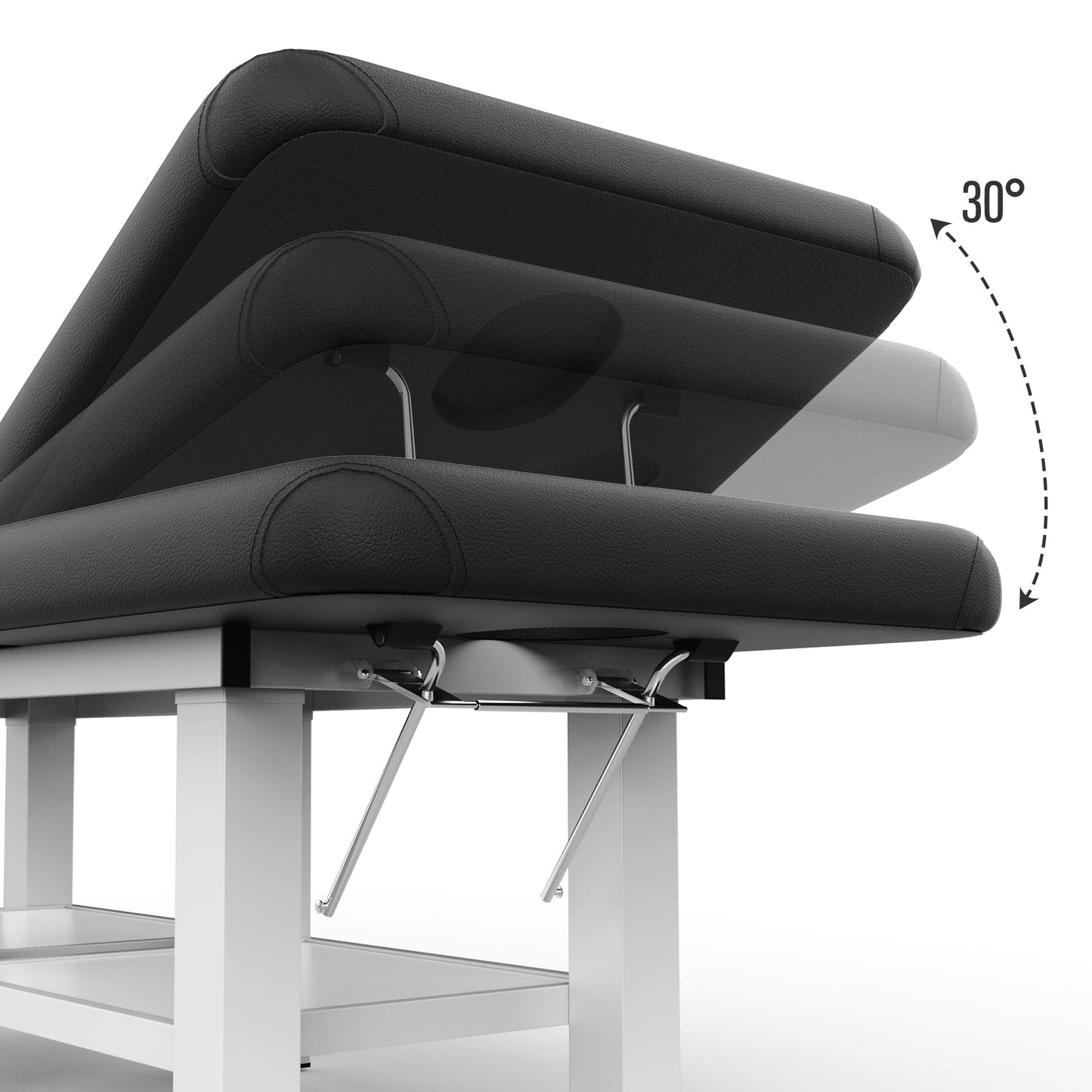 pouseayar Stationary Massage Table, 75”L 31.5''W Heavy Duty Esthetician Bed, 800LBS Metal Frame PU Leather Physical Therapy Table Spa Lash Bed Professional Equipment (Black)