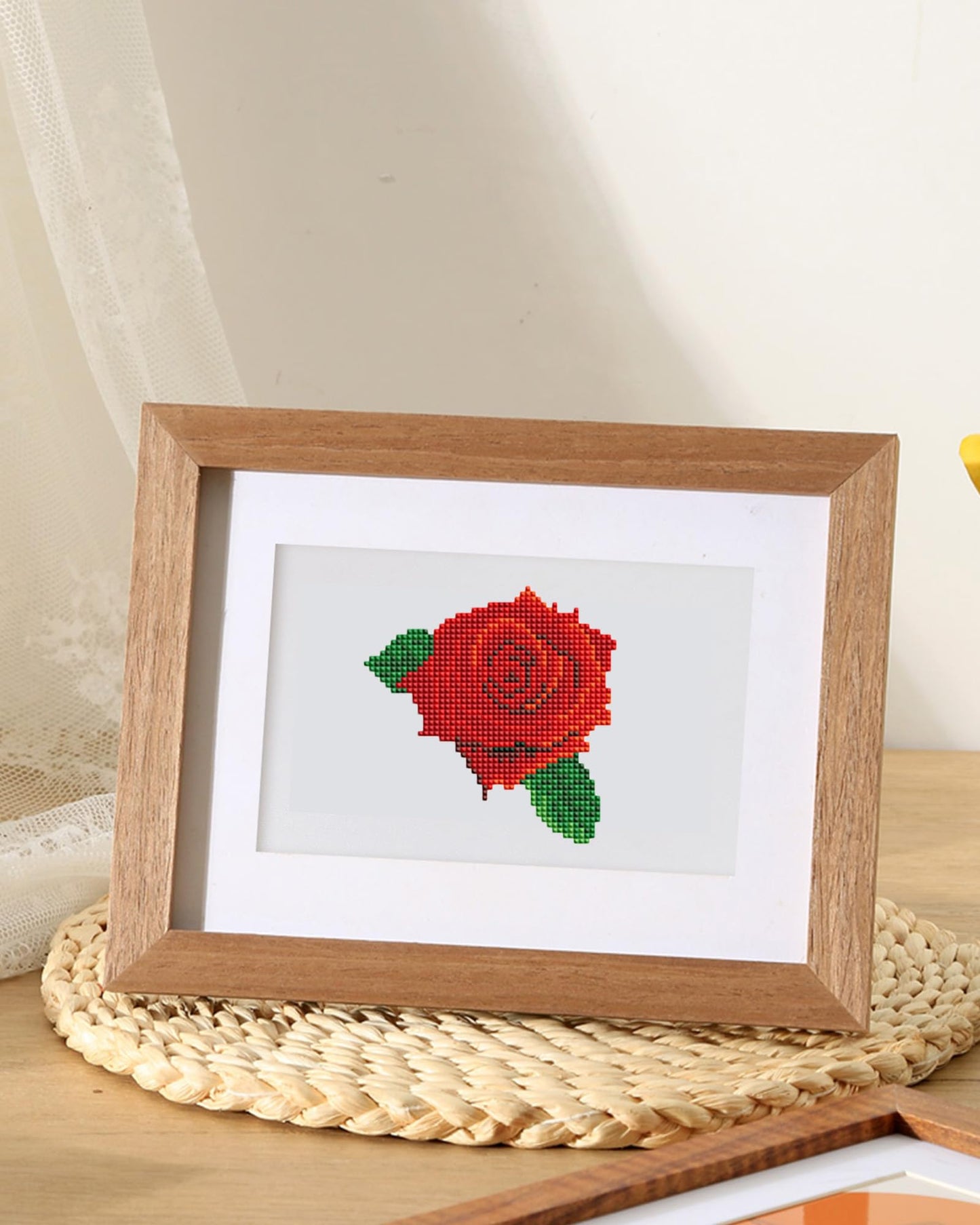 PeakLuv 12 Pcs Small Diamond Art Kits Diamond Painting Kits, Flowers Mini Diamond Art Kits for Adults, DIY Square Drill Flower Mini Gem Painting 1-Hour Painting for Home Desktop Decor, 7X6in