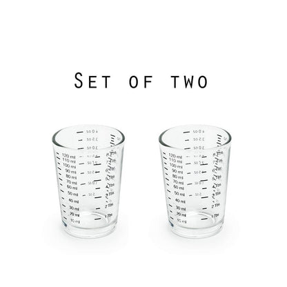 Fox Run Mini Multi-Purpose Liquid and Dry Measuring Shot Glass, Set of 2, 4-Ounce Cups, Clear, Small