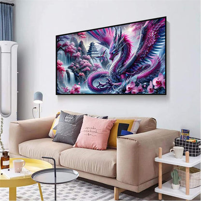 Ekuxom Large Diamond Art Kits for Adults-Waterfall Large Dragon Diamond Painting Kits for Adults-Round Full Drill Waterfall Diamonds Art Painting Kit for Gifts Home Wall Decor 27.5 X 15.7 inch