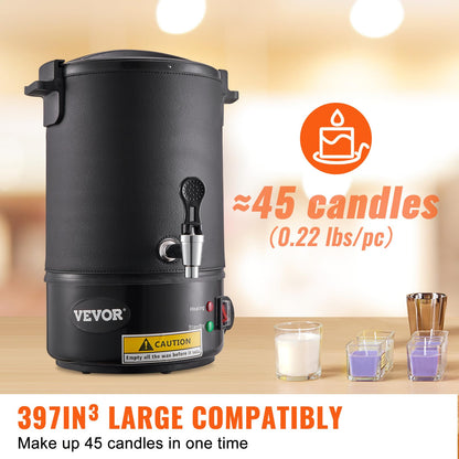 VEVOR 10Lbs Wax Melter for Candle Making, Large Electric Wax Melting Pot Easy Pour Spout, 9-Level Temperature Control, Easy Clean for Candle Soap Cream Beauty Bulk Production Business