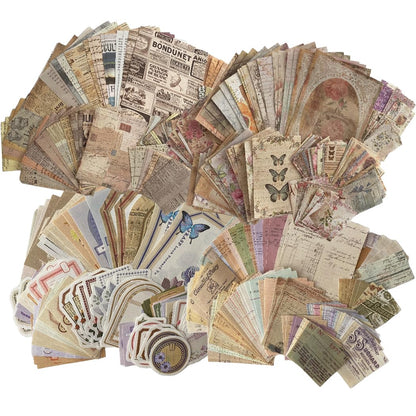 SUPJESWEK 400 Sheets Scrapbook Paper Handmade Scrapbook Paper Cuttable Scrapbook Supplies Aesthetic Retro Elements for Bullet Journals Junk Planners Aesthetic Room Decor Wall