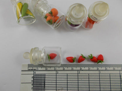 12 pc Lot of Miniature Fruit Food Vegetable Dollhouse Fruit in Mini Bottle Fruit Mix Collection