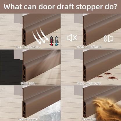 Door Draft Stopper, Weather Stripping Seal for Door Insulation, Under Door Gap Filler (78", Brown)