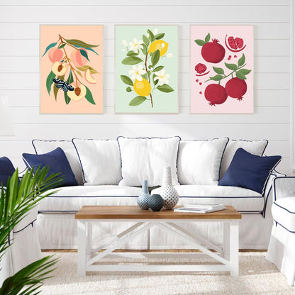 YALKIN 6 Packs Paint by Number Kits for Adults Beginners, DIY Acrylic Painting by Number Kits on Canvas Without Frame,Fruits Adults Paint by Number for Home Wall Decor Gifts 20x30CM/7.8x11.8IN