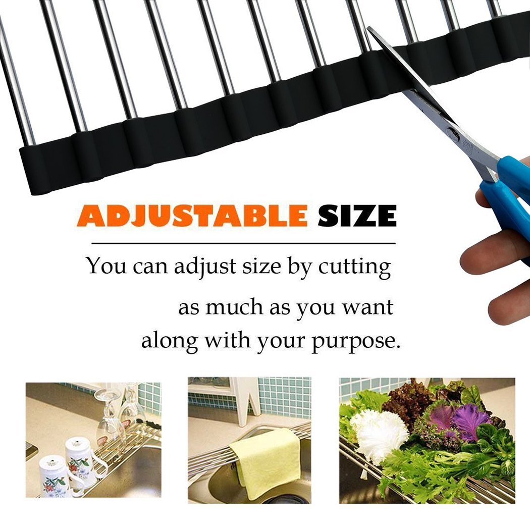 Ahyuan Roll up Dish Drying Rack Over The Sink Kitchen Roll up Sink Drying Rack Portable Dish Drainer Foldable Dish Drying Rack (Warm Gray, 17.8''X17'')