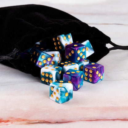 48 PCS 12mm Marble Polyhedral D6 Dice Square Corner 6 Sided Dice MTG Dice Set for Board Game RPG DND Yahtzee or Math Learning