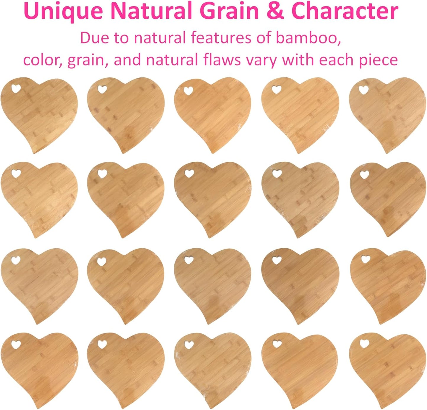 Heart Shaped Charcuterie Board, Unique Wooden Cutting Board for Meat and Cheese Platter (Bamboo)