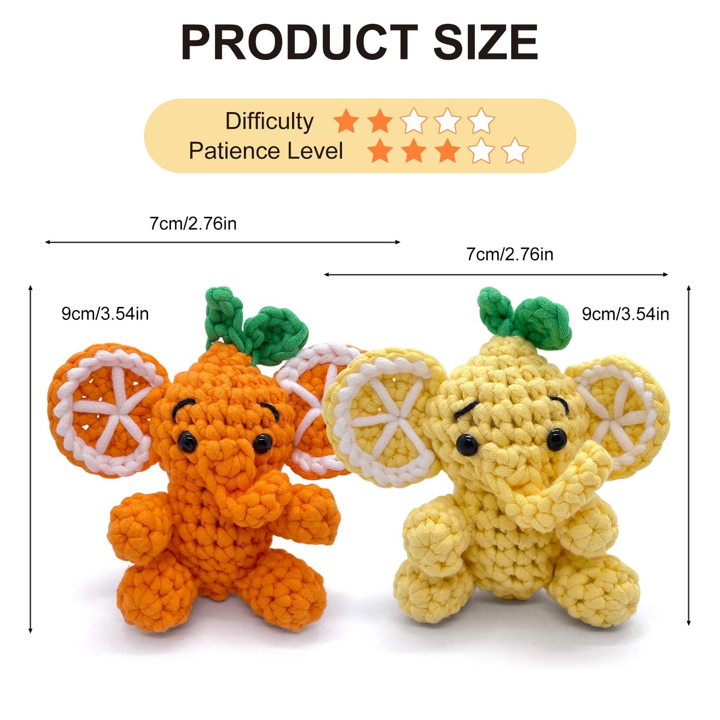 Elephant Crochet Kit for Beginners, Learn to Crochet Starter Set with Step-by-Step Video Tutorial & Crocheting Manual, Easy Yarn Knitting Project for Adult & Kid 12+, Stuffed Animal Doll for Xmas Gift