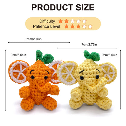 Elephant Crochet Kit for Beginners, Learn to Crochet Starter Set with Step-by-Step Video Tutorial & Crocheting Manual, Easy Yarn Knitting Project for Adult & Kid 12+, Stuffed Animal Doll for Xmas Gift