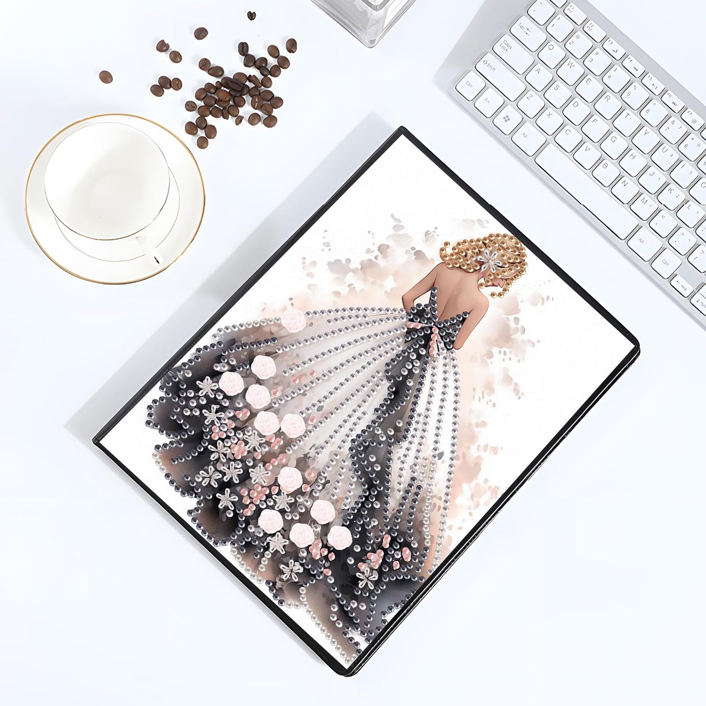 JISHSHAY Diamond Painting Notebook Journal Diamond Art Note Book Gem Art Sketch Book Gem Painting Diary Mosaic Kits for Adults Blank Notebook with Special Shaped 14.5×21cm/5.7×8.26in Dancer