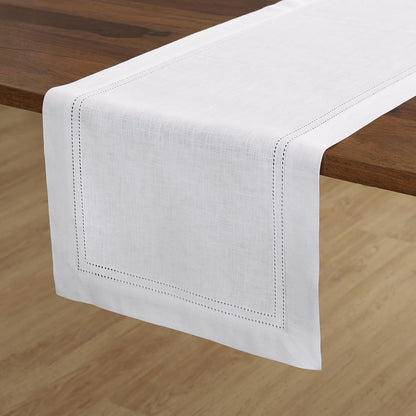 60 Inches 100% 14 60 Inch Summer, Solino Home Linen White Table Runner - Double Hemstitch, Pure Linen Coffee Table