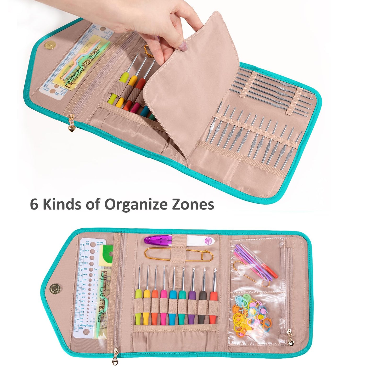 MYBAGZING Crochet Hook Case - Foldable Organizer for Knitting & Crochet Supplies - Knitting Accessories