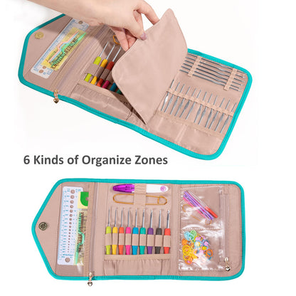 MYBAGZING Crochet Hook Case - Foldable Organizer for Knitting & Crochet Supplies - Knitting Accessories