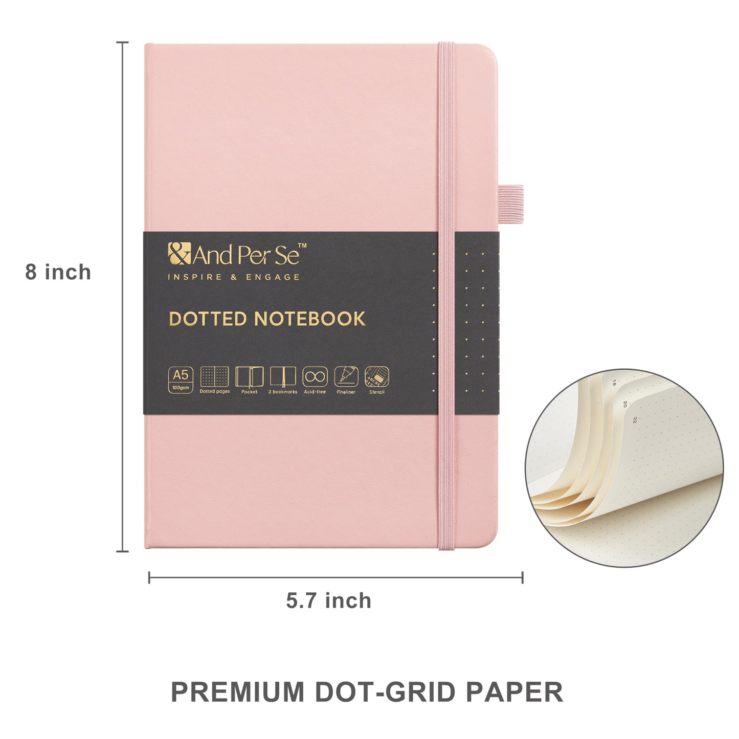 &And Per Se Dotted Journal Kit – Journaling set with Dotted Notebook, Stencils, Stickers, Washi Tapes & Colored Pens for Beginners (Pink)