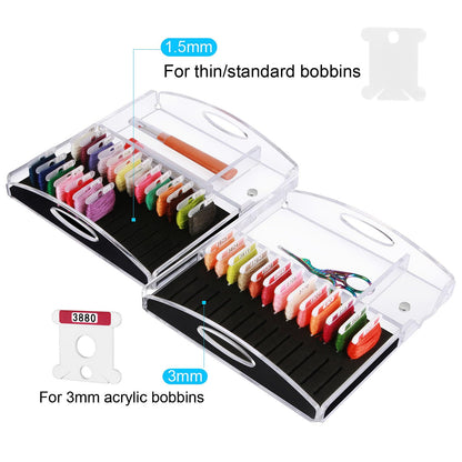 Hamtery Acrylic Working Tray for Cross Stitch and Embroidery Supplies, Embroidery Floss Bobbins Organizer with Magnetic Needle Holder and Tools Storage-Tray Only (Small-For thin/standard bobbin)