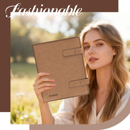 Plinyvel Leather Sketchbook Cover for 9x12 - Travel Portfolio Case with Storage, Holds Large Sketch Book & Spiral Pad | All-in-One Artist Organizer with Pencil Holder (Brown)