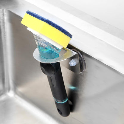 Dlilise Stainless Steel Kitchen Sink Dish Brush Holder with Suction Cups,Scrub Brush Holder, Compatible with Various