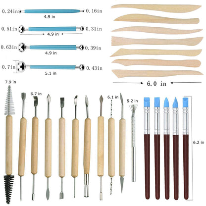 Augernis 57PCS Ceramic Clay Tools Set with Plastic Case Modeling Pottery Sculpting Tools Kits for Beginners Professionals Crafts Polymer Clay Club, Dotting, Ribbon Trimming