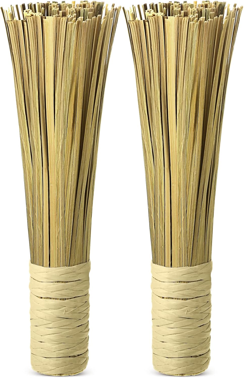 2 12 Inches Pcs Bamboo Wok Brush Bamboo Kitchen Cleaning Brush Pot Scraper Scrubber Dish Pan for Cooking Skillet Grill