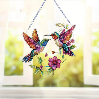 STGLCR Hummingbird Diamond Art Suncatcher,DIY Special Shape Hanging Diamond Gem Art,Window Pendant Ornament Suitable for Sparkling Garden, Window Wall Decoration Painting 7.8INCH