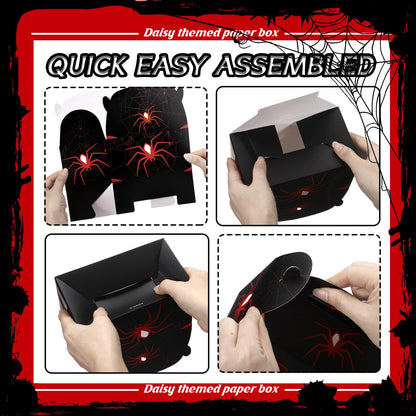 Kosiz 30 Pcs Spider Party Favors Halloween Spiderweb Birthday Party Supplies Spider Boxes Gift Spiderweb Theme Style Halloween Favors Goodie Boxes Fill up The Birthday Black and Red Candy Box