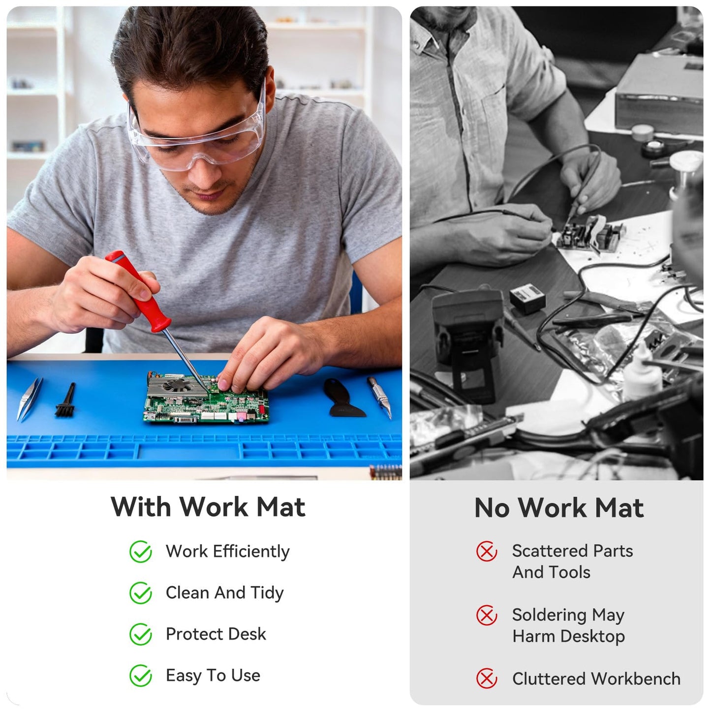 Extra Large Soldering Mat, 932°F Heat Resistant Silicone Solder Mat, Large Repair Workbench Pad for Electronics Phone Watch Laptop Repair, BGA Soldering Iron, 27.6''x15.7''