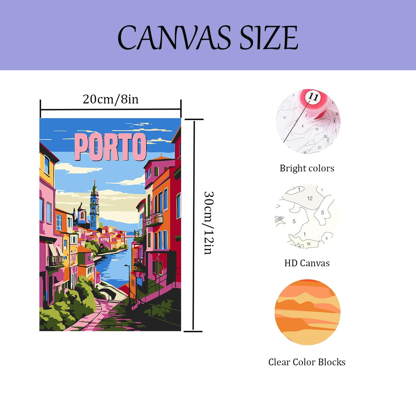 6 Pack Paint by Numbers Kit for Adults Beginner, Travel City Landscape Adult Paint by Number Kits on Canvas, DIY Acrylic Oil Easy Painting by Numbers for Home Wall Decor 8X12 inch (Without Frame)
