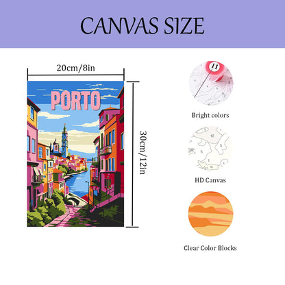 6 Pack Paint by Numbers Kit for Adults Beginner, Travel City Landscape Adult Paint by Number Kits on Canvas, DIY Acrylic Oil Easy Painting by Numbers for Home Wall Decor 8X12 inch (Without Frame)