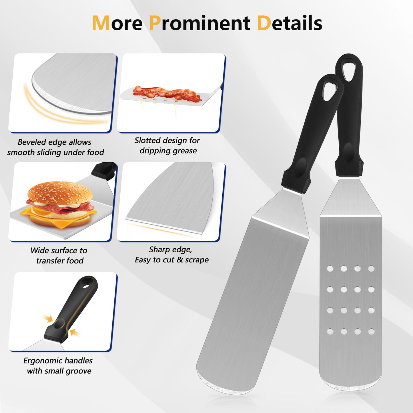 18Pcs Griddle Accessories Kit for Blackstone, Joyfair Flattop Grilling Accessory Set with Smash Burger Press, Stainless Steel Spatula Tools with Basting Cover for Outdoor BBQ Cooking (PP Handles)