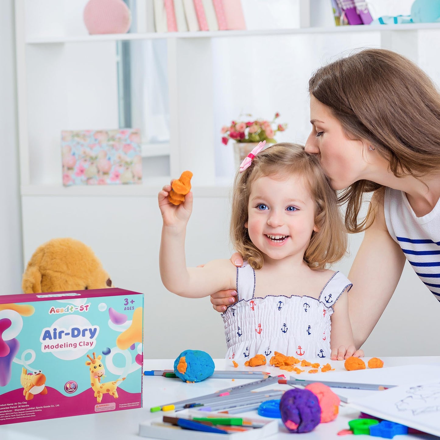 Aestd-ST Air Dry Clay 90 Colors, Modeling Clay for Kids, DIY Model Magic, Molding Clay Kit with Sculpting Tools, Non-Sticky Soft and Super Light, Arts and Crafts Gift for Boys Girls Kids