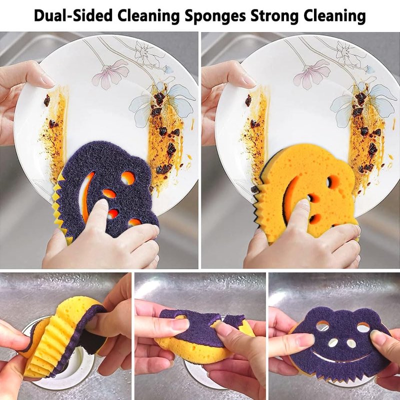 SmilePowo 12 Pack Frog Dual-Sided Multi-Functional Premium Cleaning Sponges,Scrub Sponges,Dishwashing Sponge for Heavy Duty Scouring Pads,Kitchen,Furniture,Dish,Bathroom