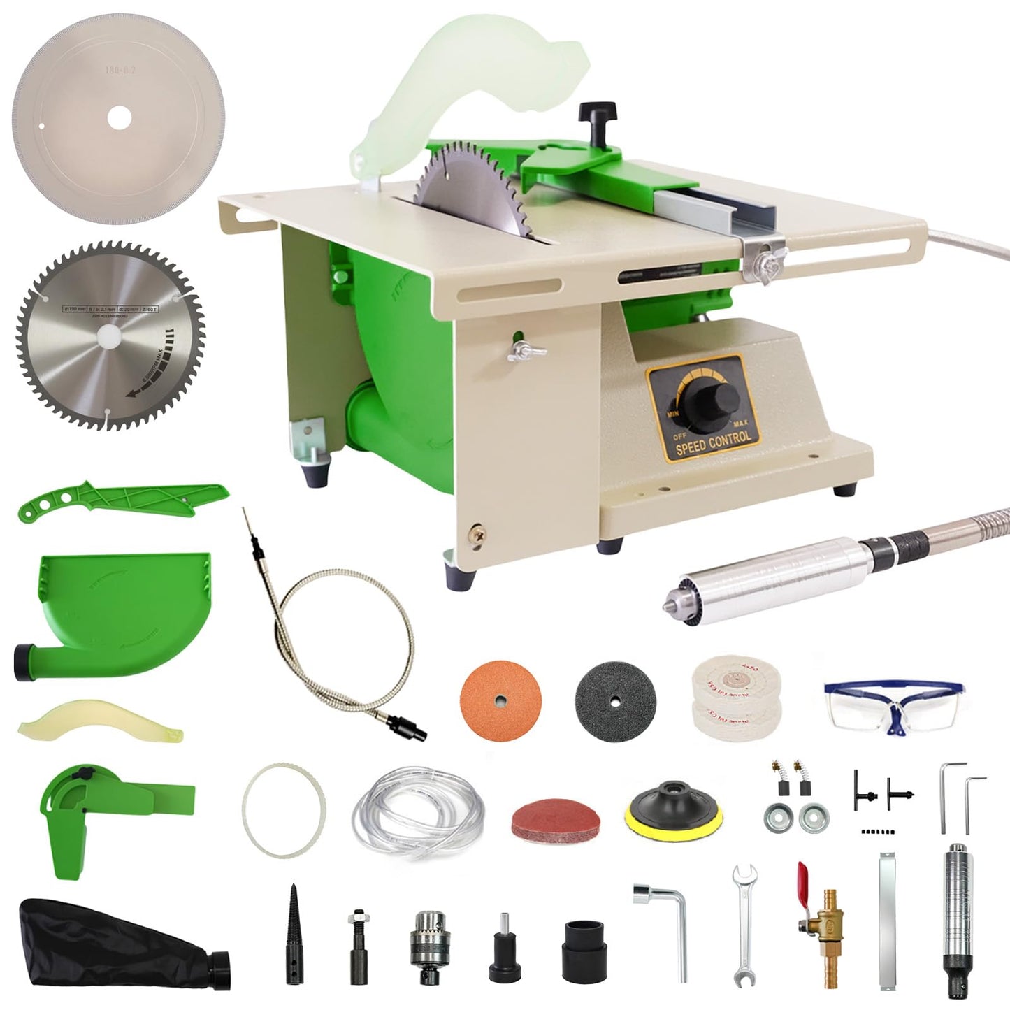 1380W Lapidary Saw Machine, 110V Adjustable Speed Lapidary Equipment with Water Cooling & Flexible Shaft, Gemstone Cutting, Grinding, Polishing for Jewelry DIY, Jade & Agate Craft