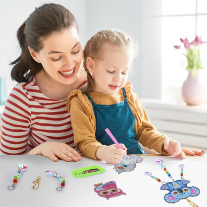 Diamond Art Kits for Kids - Crafts Gifts for Girls 8-12, 4 Pcs Double Sided Animal Style Wind Chime, Hanging Crystal Rhinestone Painting Ornament