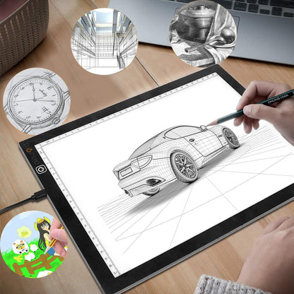 AIAURORA Upgraded A4 LED Light Tracing Drawing Board, Ultra-Thin Dimming USB Power Art Craft Scaled LED Light Pad for Tattoo Drawing, Diamond Painting, Streaming, Sketching, Stenciling (A4-New)