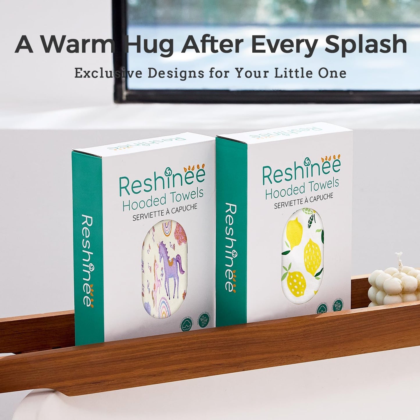 2-6, 25.5" 25.5", babee Reshinee Bamboo Viscose Hooded Bath Towels for Toddler Girls Kids Age Measures x Soft Bathrobe