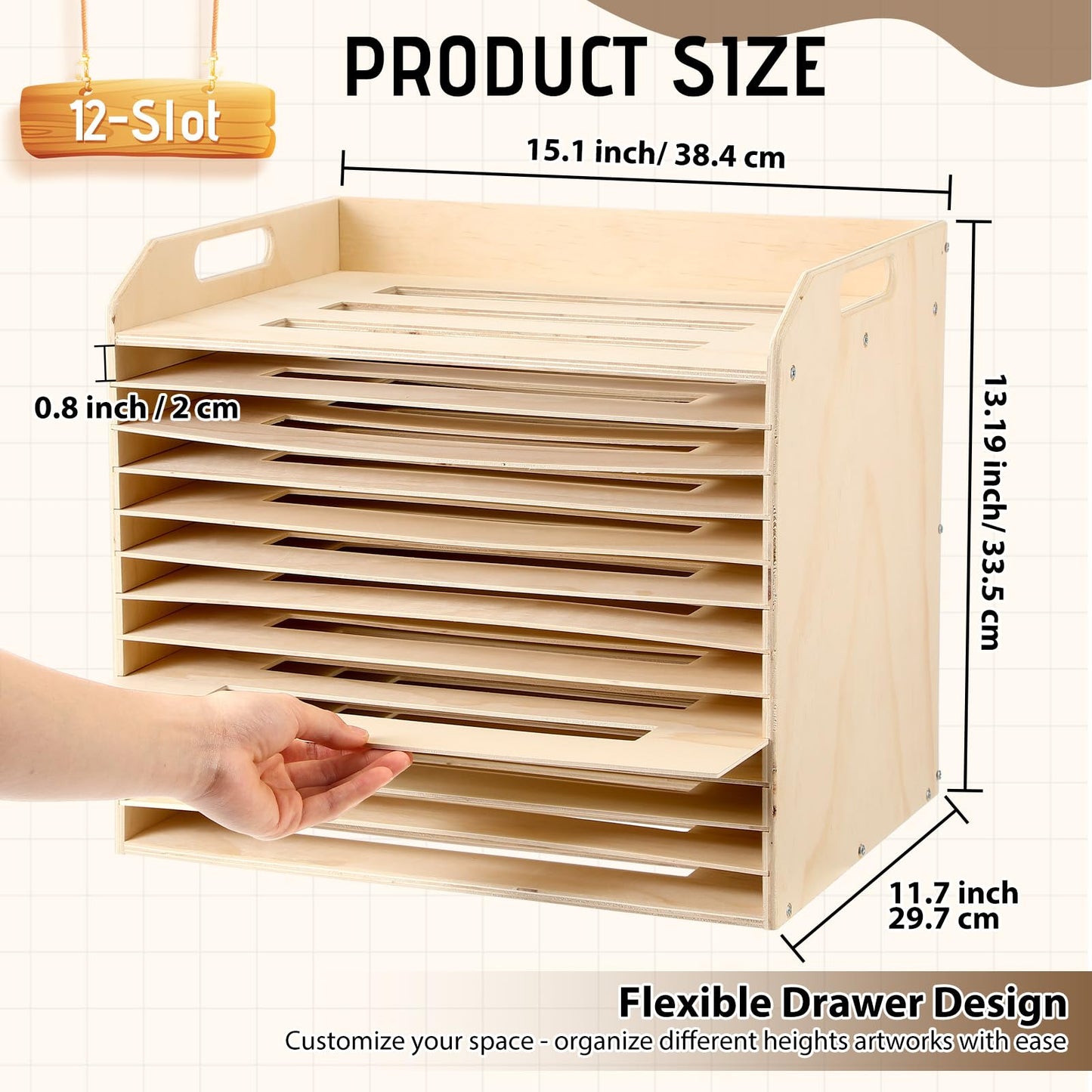 Hoteam Wooden Art Drying Rack with 12 Removable Shelves Canvas Art Paint Drying Rack Wood Tabletop Artwork Display Storage Racks for Home Artwork Studio Craft Room
