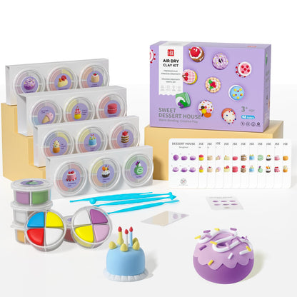 Air Dry Clay Kit - Modeling Clay for Kids mit Sculpting Tools und Tutorial, Ultra Light & Soft, Safe & Non-Toxic, DIY Model Magic Clay 12 Cans 48 Colors, Creative Art Crafts Toys Gifts for Girls Boys