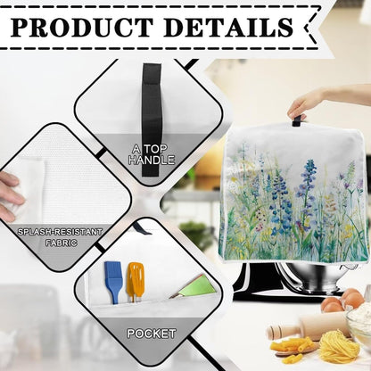 Dust Cover, Blue Green Floral for Tilt Head 4.5-5 Quart Kitchen Stand Mixer & Extra Accessories, Easy to Clean