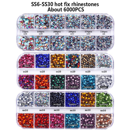 blinginbox Hotfix Applicator DIY Crafts Hot Fix Rhinestone Setter Hot Fixed Wand Kit 6000 Pcs Gems Picker Brush Bag Various Tips Bedazzler Kit with Crystal Bedazzling Set Heat Gun for Crafts